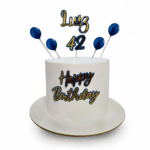 Topo de Bolo Masculino Azul e Dourado - Celebração Elegante e Personalizada!