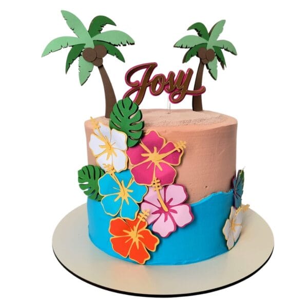 Topo de Bolo Havaiano Personalizado | Decoração de Festa Tropical