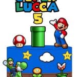 Topo de Bolo Personalizado Super Lucca - Tema Mario