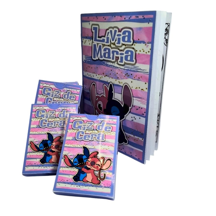 Mini Livros+mini giz de cera Stitch & Angel- Mini Livro Personalizado - Image 2