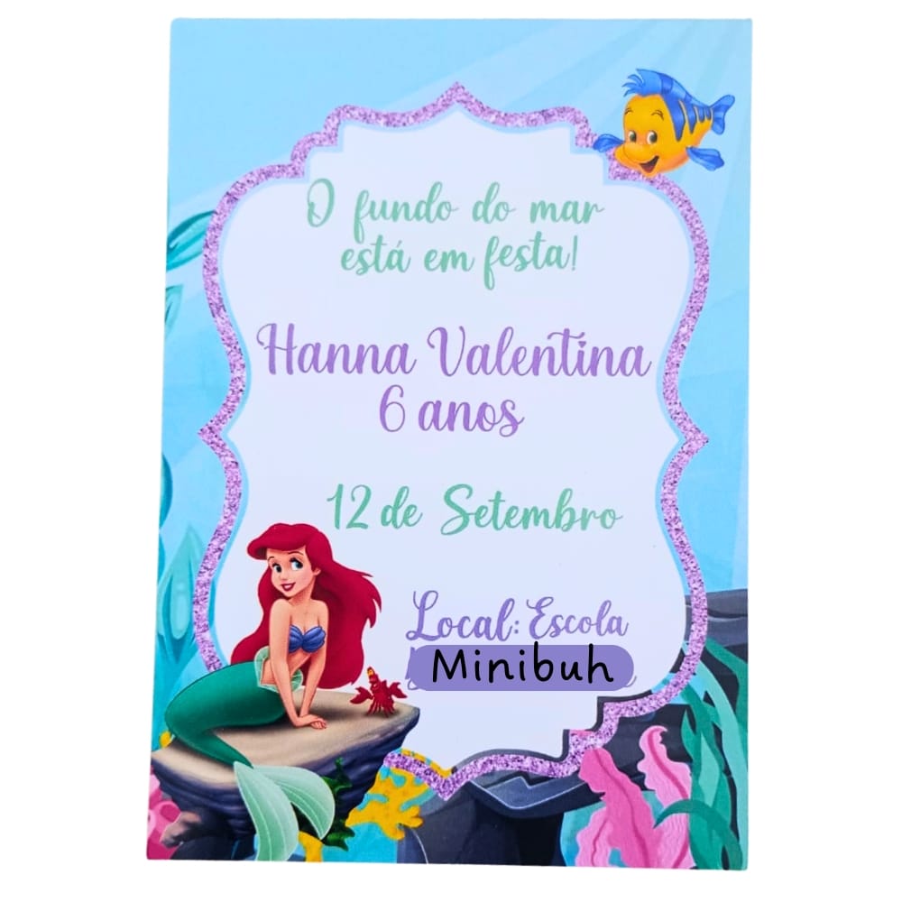 Convites Personalizados Pequena Sereia