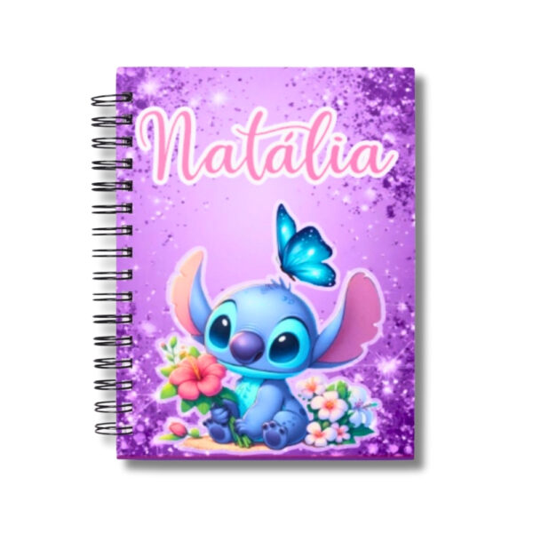 Agenda Personalizada Stitch (Lilo & Stitch) | Fundo Lilás Glitter