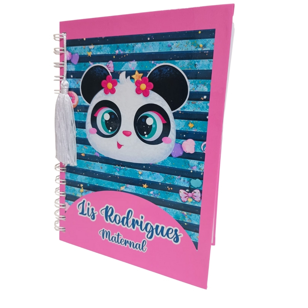 Agenda Escolar Personalizada Panda Menina - Maternal e Creche - Com Nome - Imagem 3
