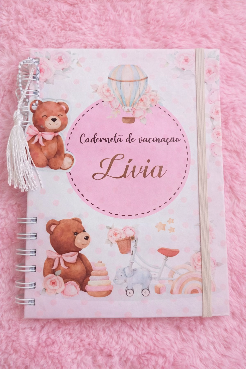 Caderneta de Vacinação Bebê Personalizada com Nome | Porta Carteira de Vacina Infantil Menina Ursinho