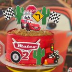 Topo de Bolo Carros Personalizado com Nome e Idade – Festa Infantil Tema Corrida