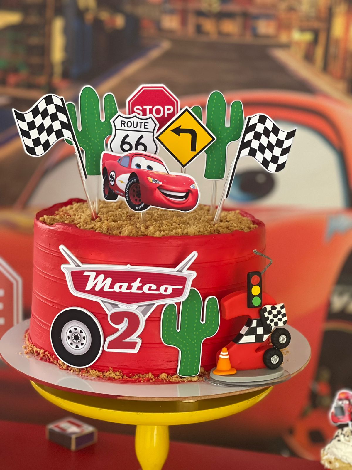 Topo de Bolo Carros Personalizado com Nome e Idade – Festa Infantil Tema Corrida