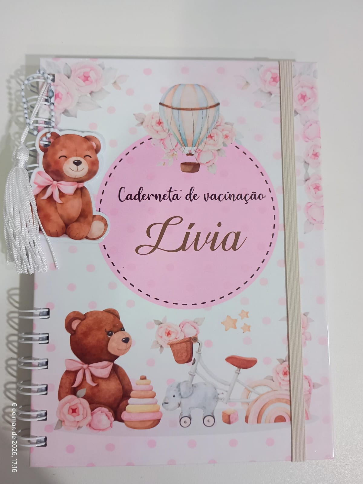 Caderneta de Vacinação Bebê Personalizada com Nome | Porta Carteira de Vacina Infantil Menina Ursinho - Imagem 3