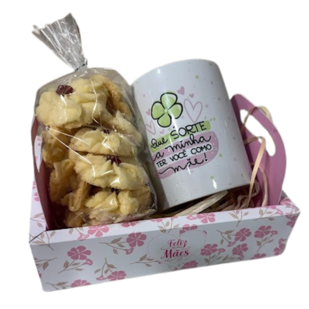 Kit Caneca com Biscoitos para Dia das Mães | Presente Personalizado Delicado