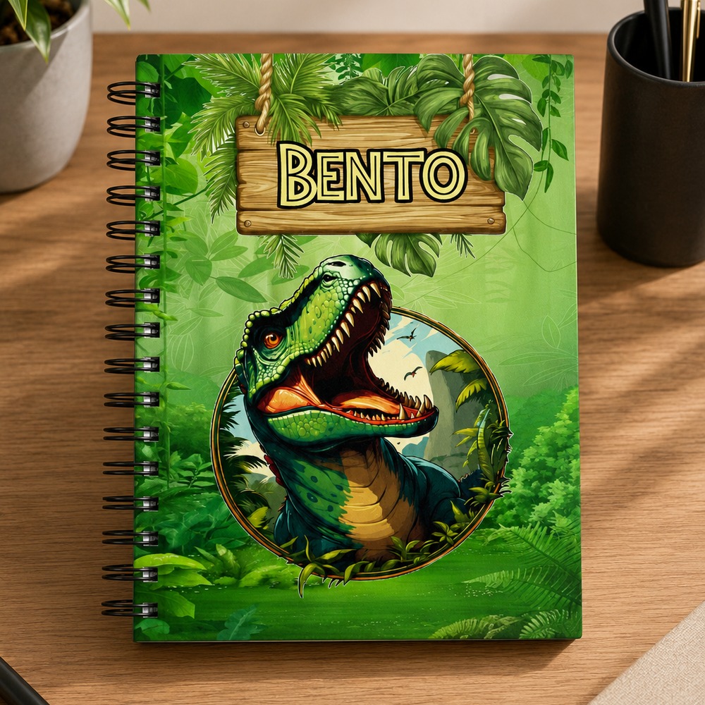 Agenda Dinossauro Personalizada Com Nome Infantil Escolar Menino Capa Dura 2026 / 2027