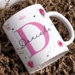 Xícara Personalizada com Letra e Nome | Caneca Exclusiva com Inicial | Presente Criativo Personalizado