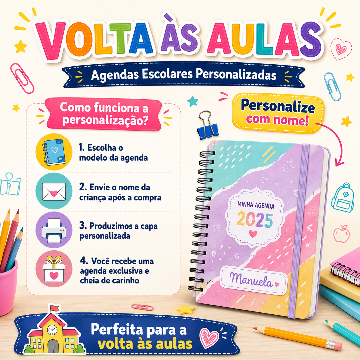 Agenda Escolar Infantil Personalizada com Nome Spidey e Amigos | Capa Dura | Agenda Menino 2027 - Imagem 2
