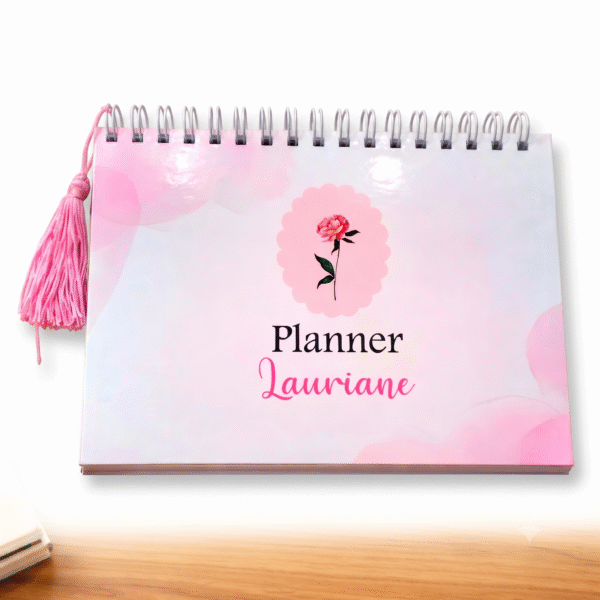 Planner Personalizado Feminino com Nome | Capa Floral Rosa Delicada | Planner de Organização