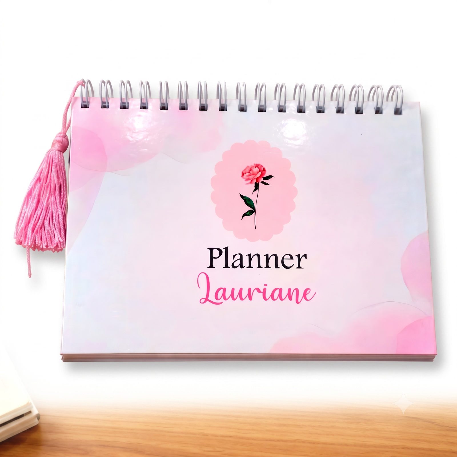 Planner Personalizado Feminino com Nome | Capa Floral Rosa Delicada | Planner de Organização