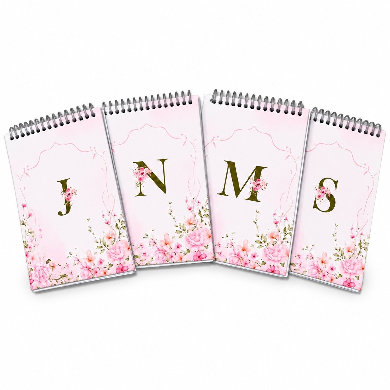 Bloco de Notas Personalizado com Inicial e Flores – Wire-O